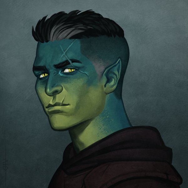 Portrait of Fjord the hlaf-orc Warlock