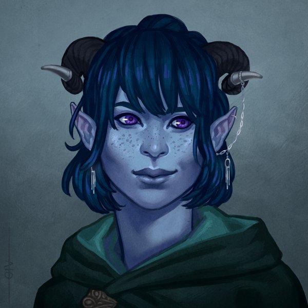 Portrait of Jester the tiefling Cleric