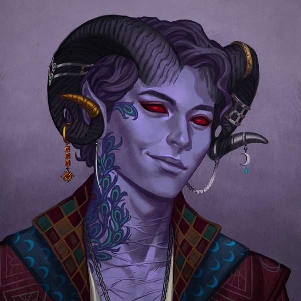 Portrait of Molly the tiefling Blood Hunter